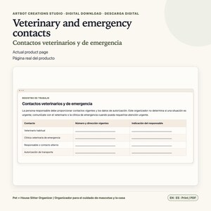 Pet Sitter Instructions Spanish English | House Care Organizer image 7