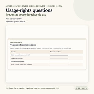 Planificador para creadores de contenido generado por el usuario (español/inglés) / Hoja de cálculo breve sobre tarifas de derechos imagen 8