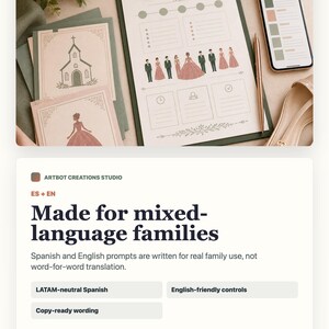 May include: A clipboard holding a wedding planning sheet with illustrations of a church, a person in a gown, and a wedding party. The sheet features checkboxes, a timeline, and a smartphone displaying a color palette. A gold pen rests nearby.