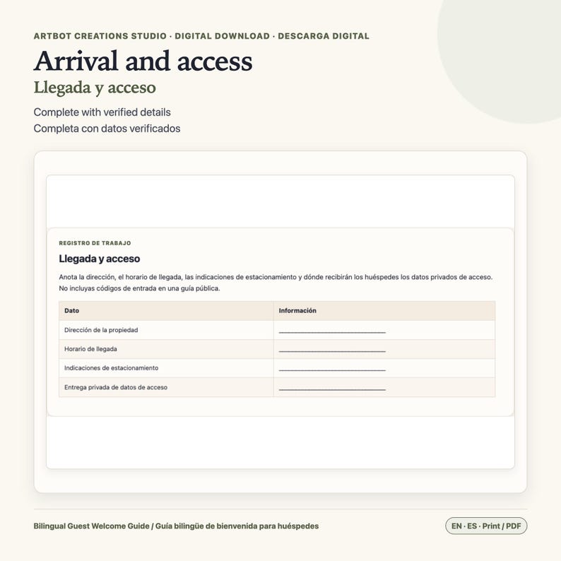 Guest Welcome Book Spanish English | Printable Rental Guide image 3