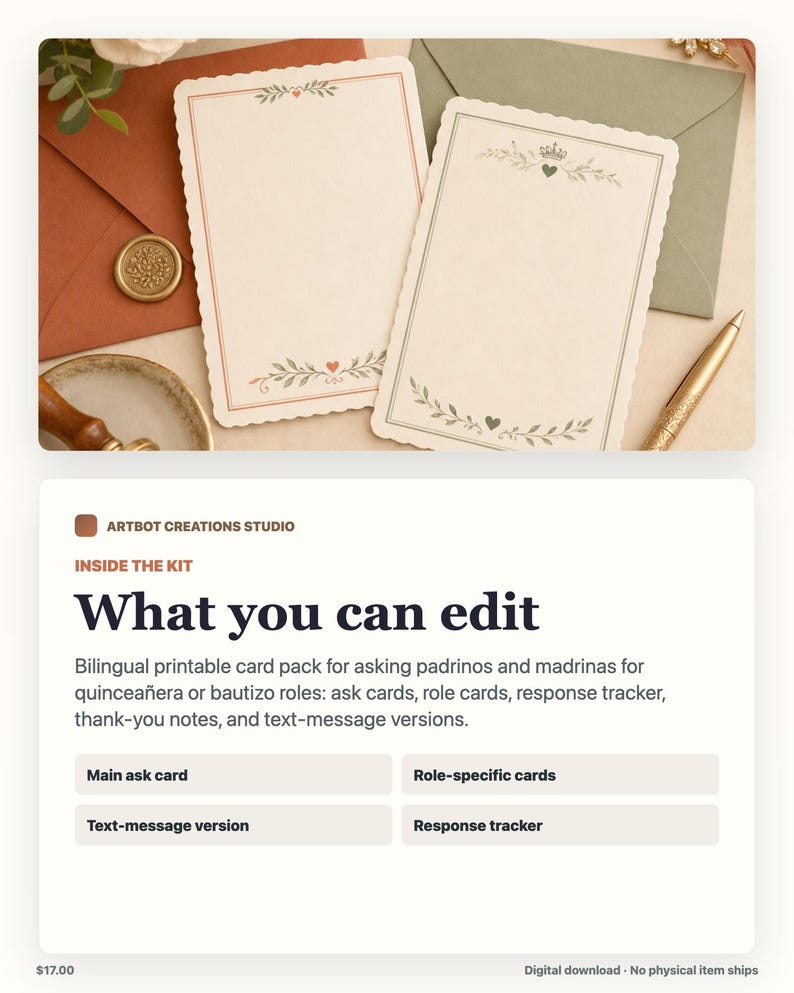 May include: Two rectangular cards with scalloped edges featuring botanical illustrations of leaves and small hearts. One card has a red border and the other has a green border with a crown icon at the top. Both cards are blank in the center.