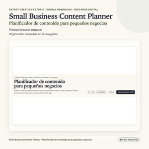 Small Business Content Planner Spanish English | 30 Day Calendar image 1