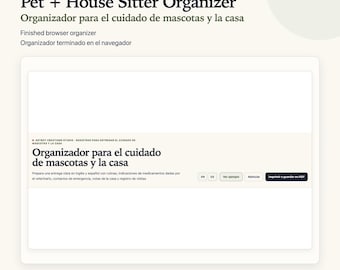 Pet Sitter Instructions Spanish English | House Care Organizer