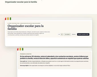 Back to School Planner Spanish English | Family Command Center Calendar Contacts & School Communication