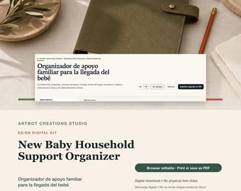 New Baby Household Support Organizer Spanish English Printable