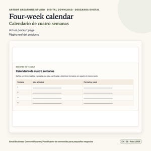 Small Business Content Planner Spanish English | 30 Day Calendar image 7
