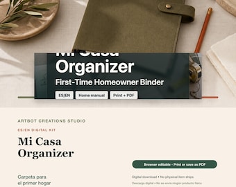 Hausbesitzer-Ordner Spanisch Englisch | Mi Casa Organizer Versorgungs-Garantien Reparaturprotokoll Digitales Set