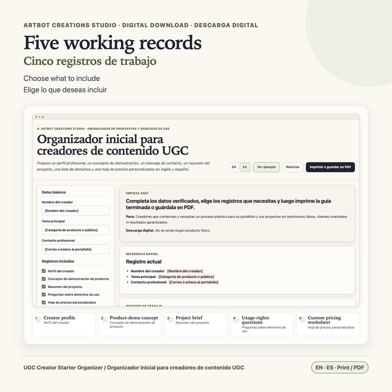 Planificador para creadores de contenido generado por el usuario (español/inglés) / Hoja de cálculo breve sobre tarifas de derechos imagen 2