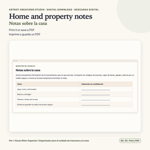 Pet Sitter Instructions Spanish English | House Care Organizer image 8