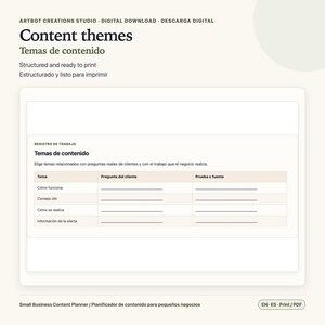 Small Business Content Planner Spanish English | 30 Day Calendar image 4