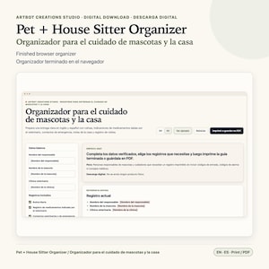 Pet Sitter Instructions Spanish English | House Care Organizer image 1