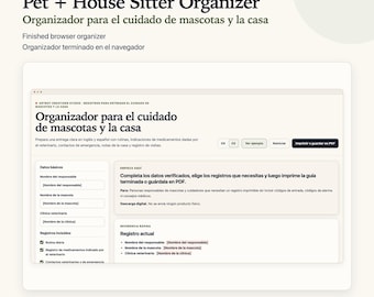 Instrucciones para cuidadores de mascotas (español-inglés) / Organizador de tareas del hogar