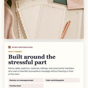 May include: A set of cream-colored stationery sheets with scalloped edges and thin, rose-gold decorative borders. A matching rose-gold metallic pen rests beside the paper, which features intricate, delicate floral line art at the top center.