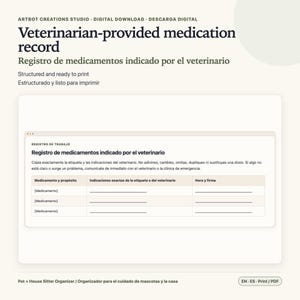 Pet Sitter Instructions Spanish English | House Care Organizer image 4