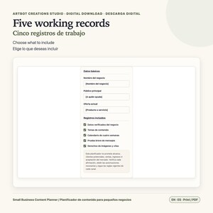 Small Business Content Planner Spanish English | 30 Day Calendar image 2