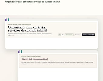 Nanny Hiring Organizer Spanish English | Interview Questions, Reference Notes & Family Childcare Records