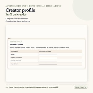 Planificador para creadores de contenido generado por el usuario (español/inglés) / Hoja de cálculo breve sobre tarifas de derechos imagen 3
