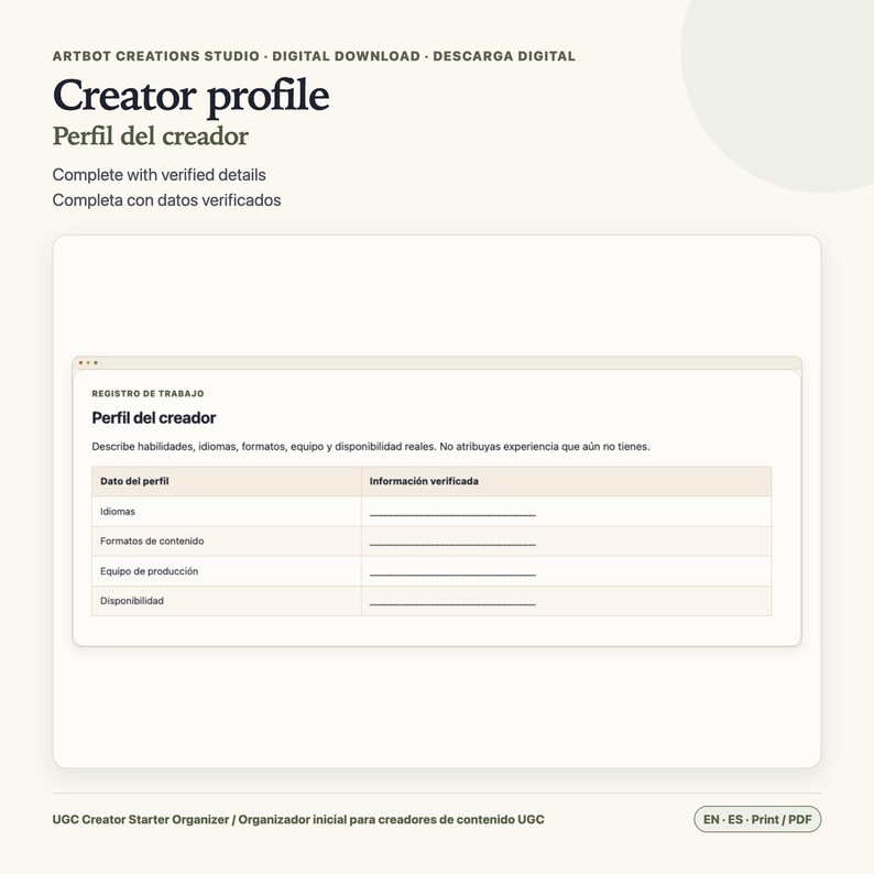 Planificador para creadores de contenido generado por el usuario (español/inglés) / Hoja de cálculo breve sobre tarifas de derechos imagen 3