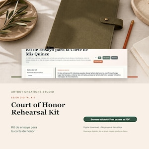 Kit de répétition de la cour de Quinceañera (espagnol/anglais) | Kit numérique d'ordre d'entrée pour les demoiselles d'honneur