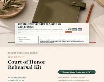 Quinceañera-Hofproben-Set (Spanisch/Englisch) | Digitales Set für den Einzug der Damas Chambelanes