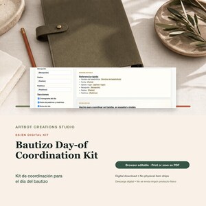 Bautizo Planner Spanish English | Baptism Day Timeline Padrinos Photo Checklist Digital Kit image 1