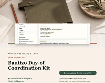 Taufplaner Spanisch Englisch | Zeitplan für den Tauftag, Checkliste für Taufpaten, digitales Set mit Fotos