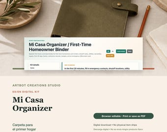 Homeowner Binder Spanish English | Mi Casa Organizer Utilities Warranties Repair Log Digital Kit