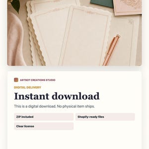 May include: A stack of cream-colored stationery sheets with scalloped edges and thin, rose-gold decorative borders. A rose-gold metallic pen rests on the paper, accompanied by a pink envelope with ornate gold filigree and a dark green card.