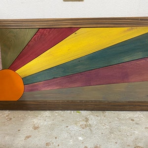Sun and Full Rays Wood Picture Color, Wood Art, Wood Picture Frame Sunshine