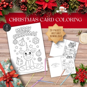 Color Me Weihnachten | Weihnachtskarten | Kinder Kunst | Graustufen Ausmalkarten | Urlaub Handwerk | Herunterladbarer Weihnachtsspaß | Weihnachtsspaß