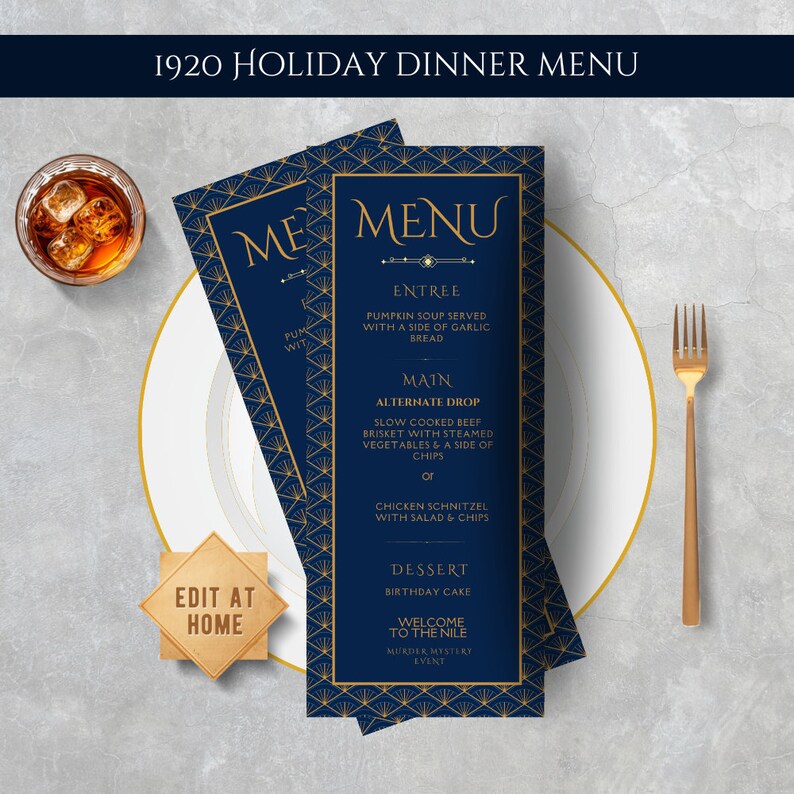 Gatsby Dinner Menu Template: 1920s Art Deco Design (digital Download ...