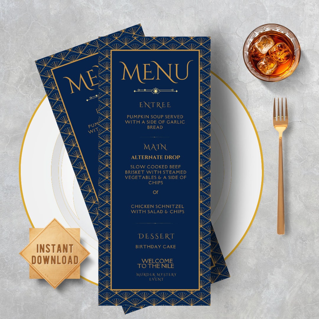 Gatsby Dinner Menu Template: 1920s Art Deco Design (digital Download ...