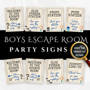 escape room boys birthday | Escape Room Birthday | Escape Room Theme | Escape Room Party Signs | Escape Room For Kids | Instant Download