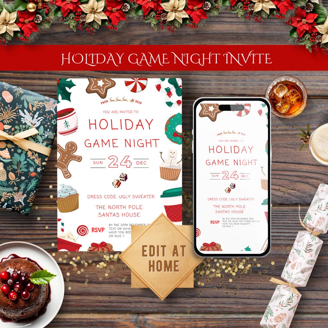 Christmas Game Night Invitation: Festive Holiday Party (digital Download) -  Etsy