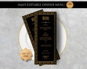 Gatsby Dinner Menu Template: 1920s Art Deco Printable (Digital Download)