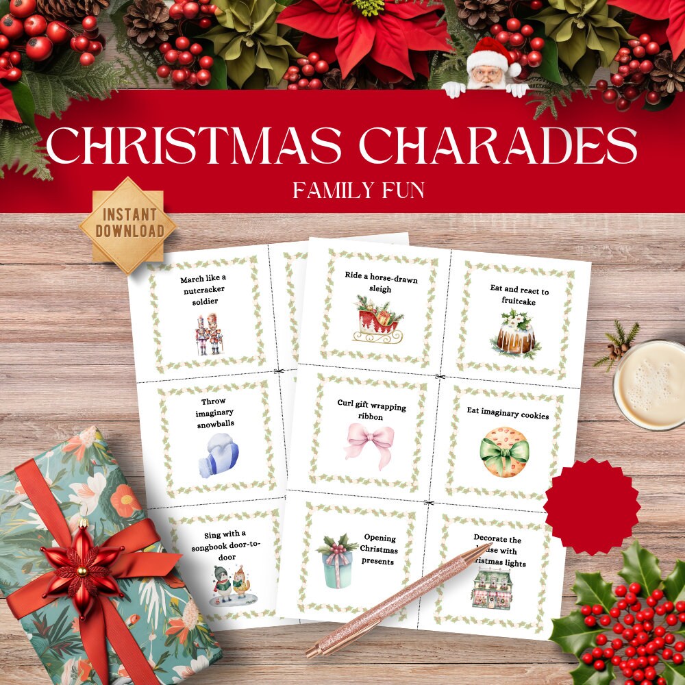 Christmas Charades | Christmas Printable Game | Christmas Dinner Party ...