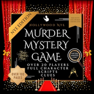 New Years Murder Mystery | Murder Mystery Hollywood Party | Murder Mystery Party Kit | Murdery Mystery | Murder Mystery Game Printable | NYE