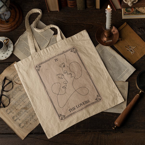 LOVERS TAROT TOTE Bag | Couple's Gifts | Valentine's Day Gift | Couple's Tote Bag | Gift for Her | Tarot Card Tote Bag