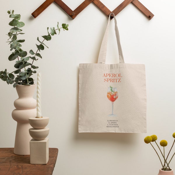 APEROL SPRITZ Tote Bag | Aperol Spritz Cocktail | Minimalist Classy Retro | Cocktail Lovers Gift Idea | Gift for her | Tote Bag Gift