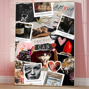 Kate Moss Collage Poster Moodboard Visual Board Luxury Fashion Red Shuffle Art Dorm Decor Magazine Print Leopard Y2K Poster 90s Nostalgia