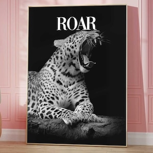 Leopard Designer Poster Black and White Fashion Wall Art Luxury Fashion Roar Wall Art Dopamine Fashion Poster Trendy Photography Print