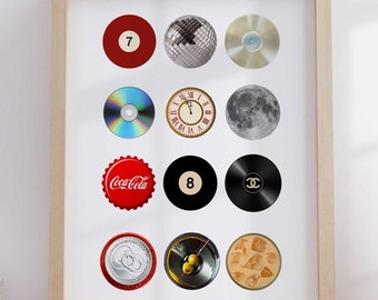 Vintage Retro Print Trendy Red Wall Art 8 Ball Poster Lucky 7 Ball Prints Funky Black Aesthetic Bar Cart Decor Apartment Instant Download