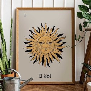 Meksykańska loteria wydruk Vintage Sun plakat Meksyk sztuka wydruk Meksyk ściana sztuka Meksykański wystrój El Sol wydruk Loteria sztuka cyfrowe pobieranie 1 wydruk