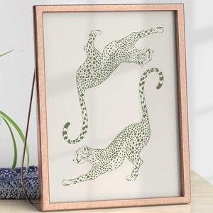 Salbei grüner Gepard Wandbild, trendige grüne Wandkunst, Gepard Poster, Wohnung Dekor, Preppy Zimmer Dekor, College Wohnheim Dekor, Leopard Poster