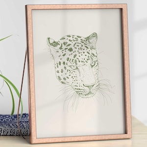 Gepard Wand-Druck Retro Wand-Dekor Digitaler Download Salbei grün Raum Dekor Ästhetische Wand-Druck Trendige Kunst-Druck Retro Galerie Leopard-Dekor