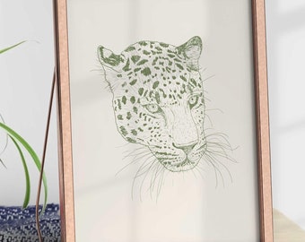 Cheetah Wall Print Retro Wall Decor Digital Download Sage Green Room Decor Aesthetic Wall Print Trendy Art Print Retro Gallery Leopard Decor
