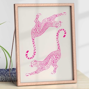 Pink Cheetah Wall Print Trendy Pink Funky Wall Art Cheetah Poster Apartment Decor Preppy Room Decor College Dorm Decor Retro Leopard Poster