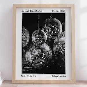Discobal print digitale download, esthetische discobal kunst, barwagen decor, Y2K muurkunst, dopamine decor, trendy preppy spiegelbol poster