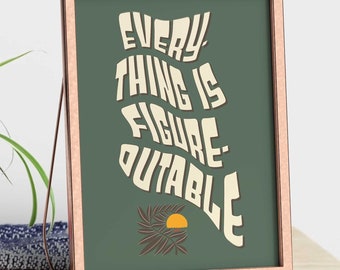 Everything Is Figureoutable Print Uplifting Quote Inspirational Wall Art Sage Green Office Print Motivational Wall Art Affirmation Poster
