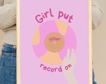 Pink Vinyl Record Print | Trendy Retro Wall Art (Digital Download)